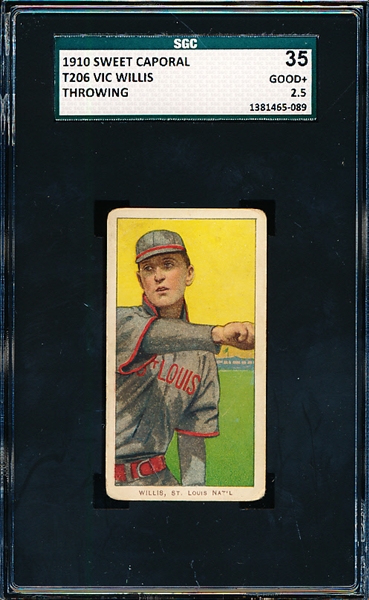 1909-11 T206 Baseball- Vic Willis, St. Louis Natl- Throwing Version- SGC 35 (Good+ 2.5)