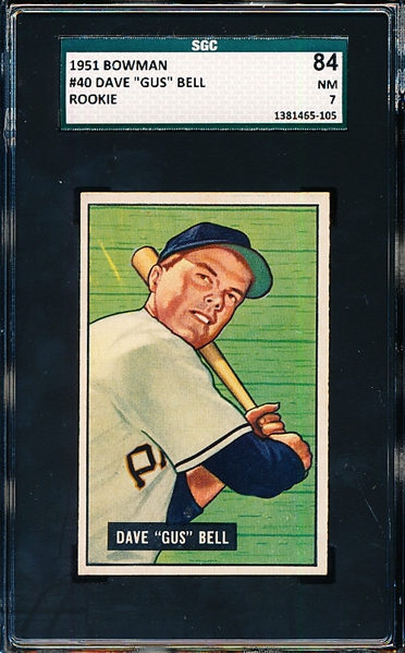 1951 Bowman Baseball - #40 Gus Bell, Pirates- Rookie! – SGC 84 (NM 7)