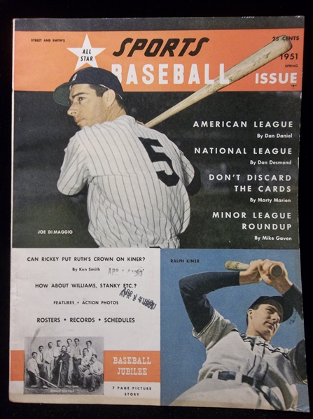 1951 Street and Smith’s Bsbl. Yearbook- DiMaggio and Kiner Cover