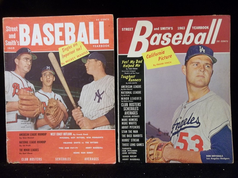 1959, 1963 Street and Smith’s Bsbl. Yearbooks- One from Each Year