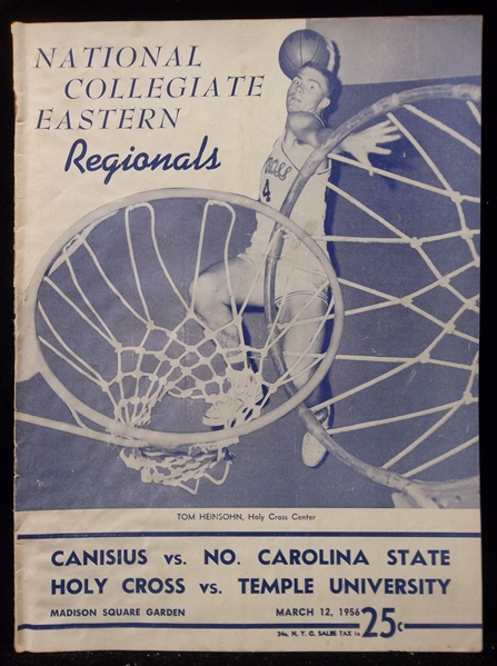 March 12, 1956 NCAA Eastern Regional Bsbl. Tournament Program- Tom Heinsohn Cover!