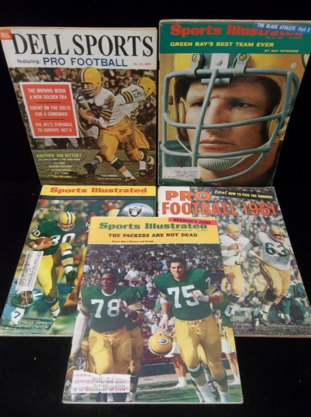 Clean-Up Lot of 5 Diff. Green Bay Packers Related Ftbl. Magazines