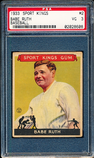 1933 Sport Kings- #2 Babe Ruth, Baseball- PSA Vg 3