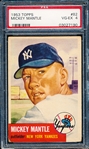 1953 Topps Baseball- #82 Mickey Mantle, Yankees- PSA Vg-Ex 4