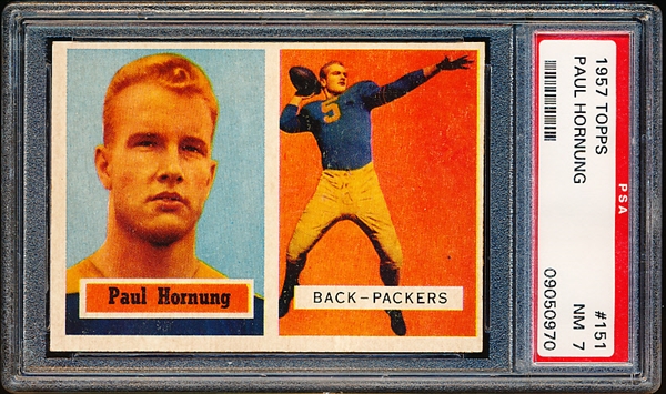 1957 Topps Football- #151 Paul Hornung, Packers- PSA NM 7 