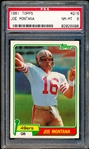1981 Topps Football- #216 Joe Montana, 49ers- Rookie! PSA Nm-Mt 8 