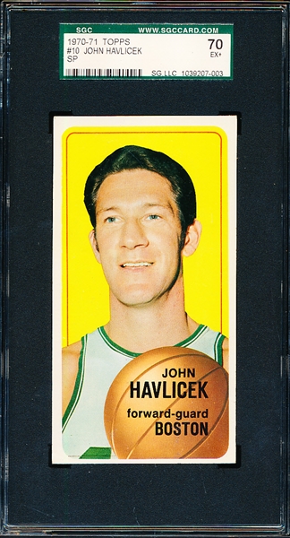 1970-71 Topps Basketball- #10 John Havlicek, Boston- SP – SGC 70 (Ex+)