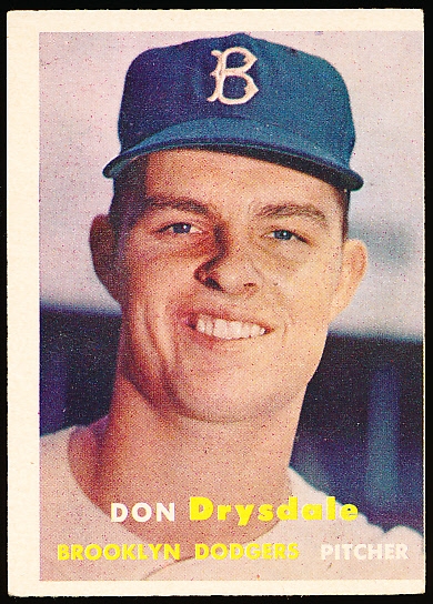 1957 Topps Baseball- #18 Don Drysdale, Dodgers- Rookie! 