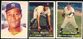 1957 Topps Baseball- New York Yankees- 3 Diff.