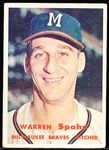 1957 Topps Baseball- #90 Warren Spahn, Braves