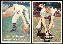 1957 Topps Baseball- 2 Cards