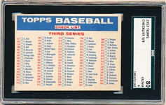 1957 Topps Baseball- Checklist 3/4- SGC 80 (Ex/NM 6)- Blony Back