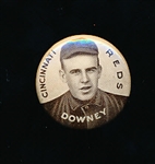 1910-12 P2 Sweet Caporal Baseball Pin- Downey, Reds- Small Letters Version