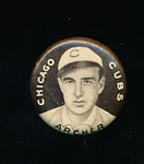1910-12 P2 Sweet Caporal Baseball Pin- Archer, Chicago Cubs- Small Letters