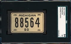 1950 Topps “License Plates”- Michigan- Unscratched! SGC Graded 84 (NM 7)