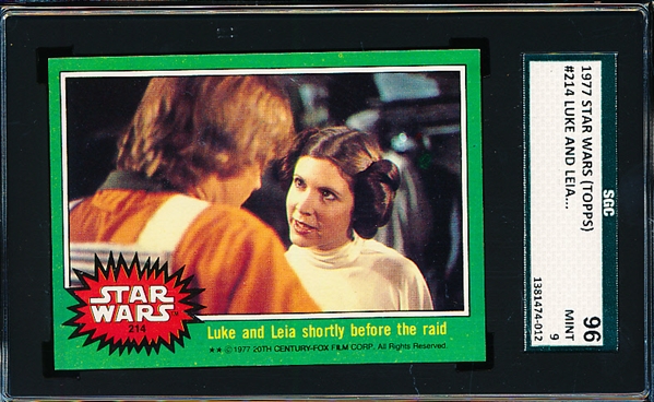 1977 Topps “Star Wars”- #214 Luke and Leia shortly before the raid- SGC Graded 96 (Mint 9)
