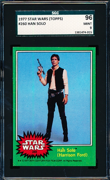 1977 Topps “Star Wars”- #260 Han Solo (Harrison Ford)- SGC Graded 96 (Mint 9)