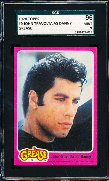 1978 Topps “Grease”- #9 John Travolta as Danny- SGC Graded 96 (Mint 9)