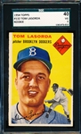 1954 Topps Bb- #132 Tom LaSorda, Dodgers- SGC 40 (Vg 3)