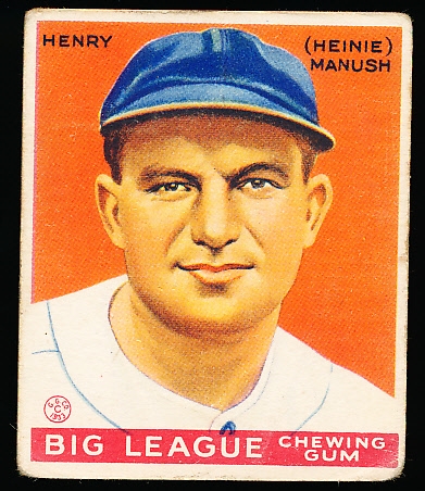 1933 Goudey Baseball- #187 Heinie Manush, Washington