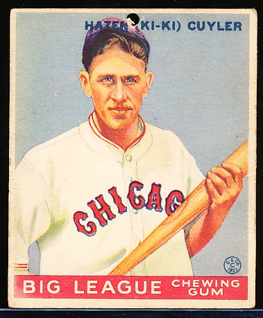 1933 Goudey Bb- #23 Kiki Cuyler, Cubs- Poor with a punch hole at top!