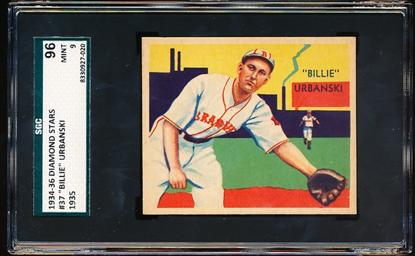 1934-36 Diamond Stars- #37 Billy Urbanski, Braves- SGC 96 (Mint 9)