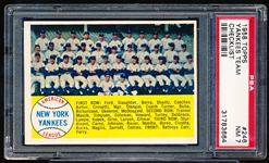 1958 Topps Bb- #246 Yankees Team- PSA NM 7