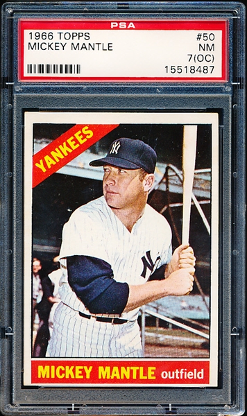 1966 Topps Bb- #50 Mickey Mantle, Yankees- PSA NM 7 (OC)