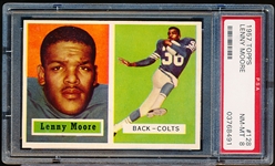 1957 Topps Football- #128 Lenny Moore, Colts- PSA NM-Mt 8