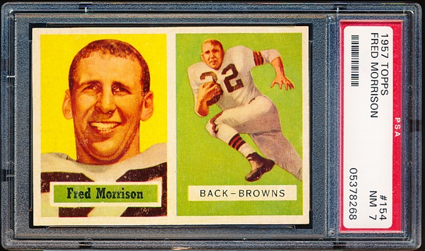 1957 Topps Football- #154 Fred Morrison, Browns- PSA NM 7 