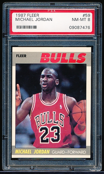 1987-88 Fleer Basketball- #59 Michael Jordan, Bulls- PSA Nm-Mt 8 