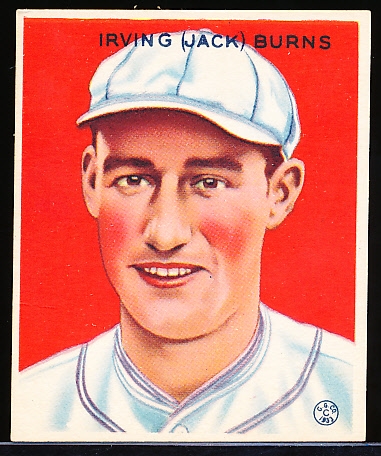 1933 Goudey Bb- #198 Irving (Jack) Burns, St. Louis Browns