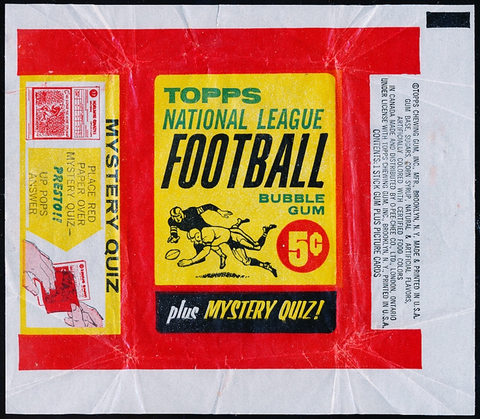 1963 Topps Football- 5 Cent Wrapper