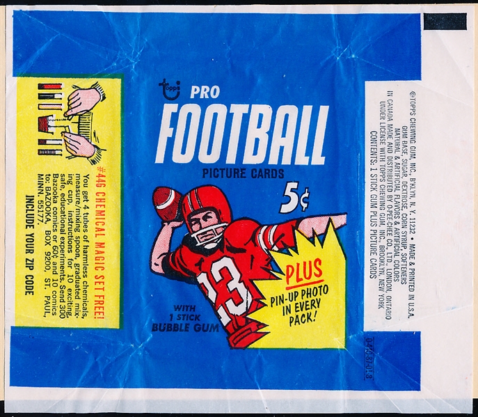 1968 Topps Football- 5 Cent Wrapper