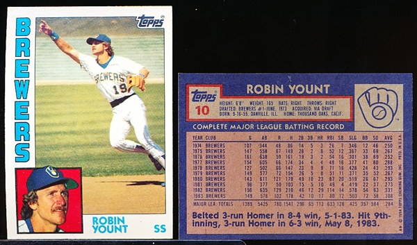 1984 Topps Bb- #10 Robin Yount, Brewers- 95 Cards