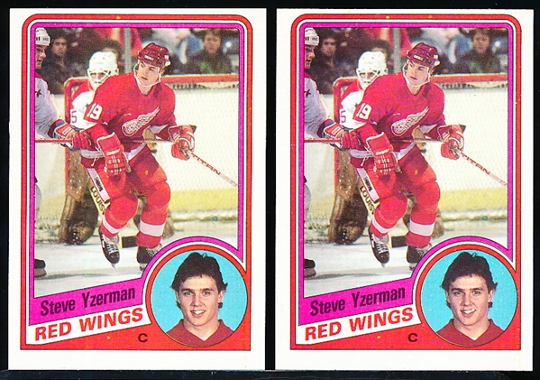 1984-85 Topps Hockey- #49 Steve Yzerman RC- 2 Cards