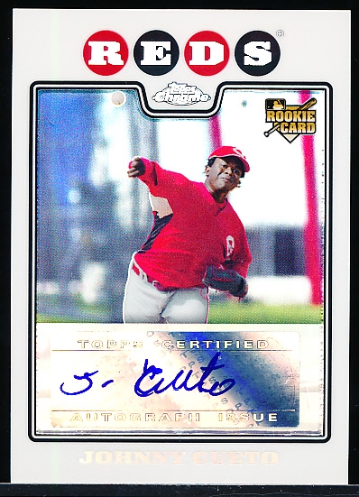 2008 Topps Chrome Baseball- “Refractor Autographs”- #237 Johnny Cueto, Reds- #72/500