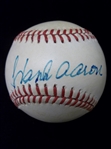 Hank Aaron Autographed Official AL Bobby Brown Bsbl.- SGC Certified