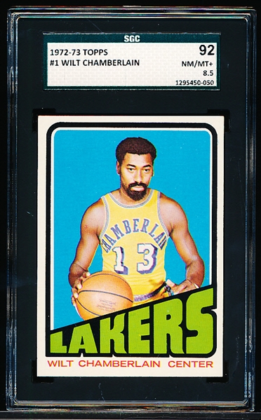 1972-73 Topps Basketball- #1 Wilt Chamberlain, Lakers- SGC 92 (Nm/Mt+ 8.5)