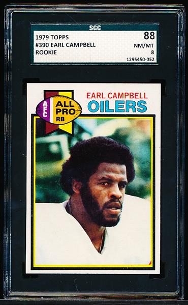 1979 Topps Football- #390 Earl Campbell RC- SGC 88 (Nm/Mt 8)