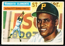 1956 Topps Bb- #33 Roberto Clemente, Pirates- White Back