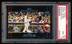 2007 Topps Bsbl. #40 Derek Jeter with President Bush & Mickey Mantle in Background- PSA Graded Near Mint-Mint 8.