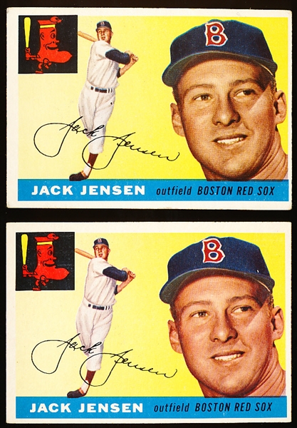 1955 Topps Bb- #200 Jackie Jensen, Red Sox- 2 Cards