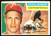 1956 Topps Bb- #120 Richie Ashburn, Phillies- gray back.