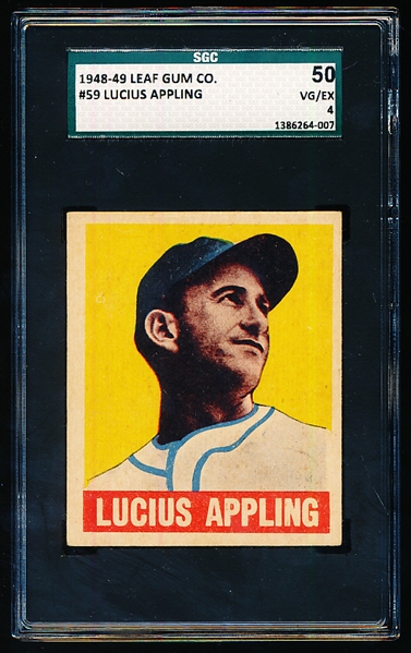 1948-49 Leaf Baseball- #59 Luke Appling, White Sox- SGC 50 (Vg-Ex 4)