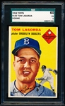 1954 Topps Bb- #132 Tom LaSorda Rookie- SGC 60 (Ex 5)
