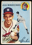 1954 Topps Bb- #20 Warren Spahn, Braves