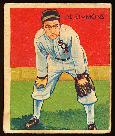 1934-36 Diamond Stars Bb- #2 Al Simmons, White Sox- 1935 Green Back