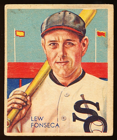 1934-36 Diamond Stars Bb- #7 Lew Fonseca, White Sox- 1934 green back.