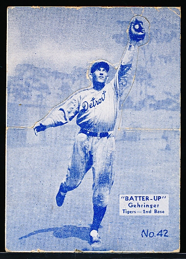 1934-36 Batter Up Bb (R318)- #42 Gehringer, Tigers- Blue Color!